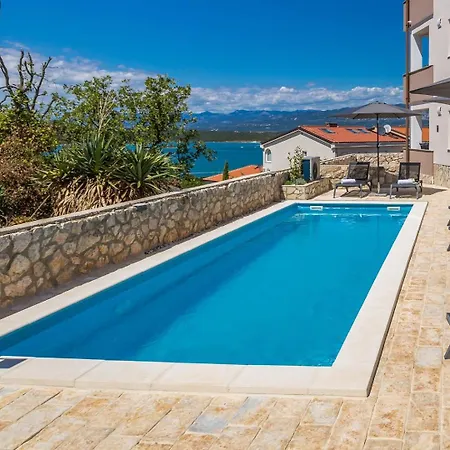 Capri With Heated Pool And Sea View On Krk Island Климно
